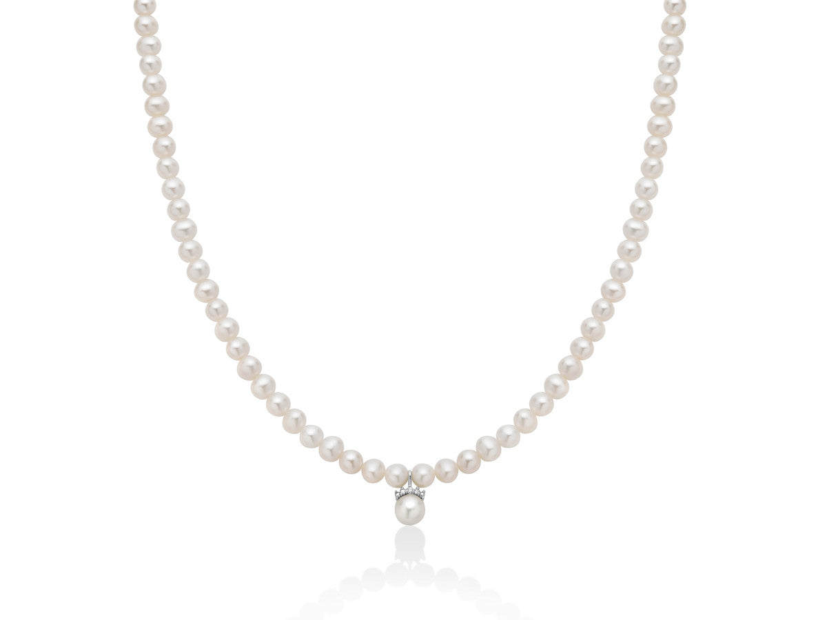 Collana Donna Miluna Filo Perle Girocollo 18 KT Diamanti PCL6601